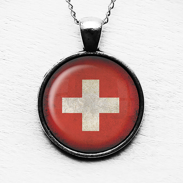 Switzerland Swiss Flag Pendant & Necklace