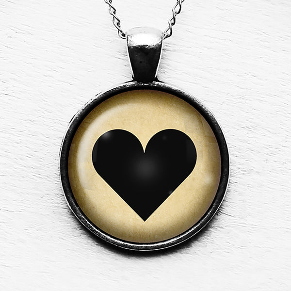 Black Love Heart Mothers Valentines Pendant & Necklace