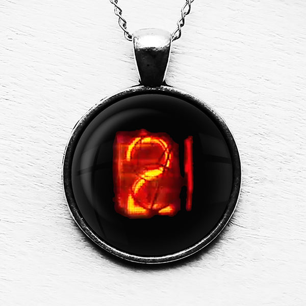 Dieselpunk Steampunk Cyberpunk Nixie Tube Print Number 2 Two Pendant & Necklace