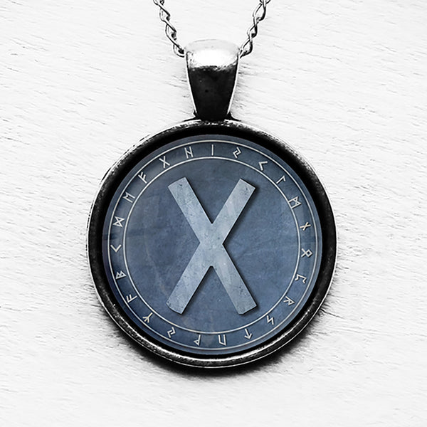 Viking Runes Elder Futhark Rune Circle G Gebo Gift Pendant & Necklace