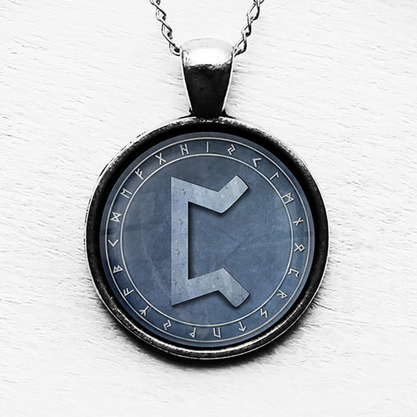 Viking Runes Elder Futhark Rune Circle P Peorth Hearth Pendant & Necklace