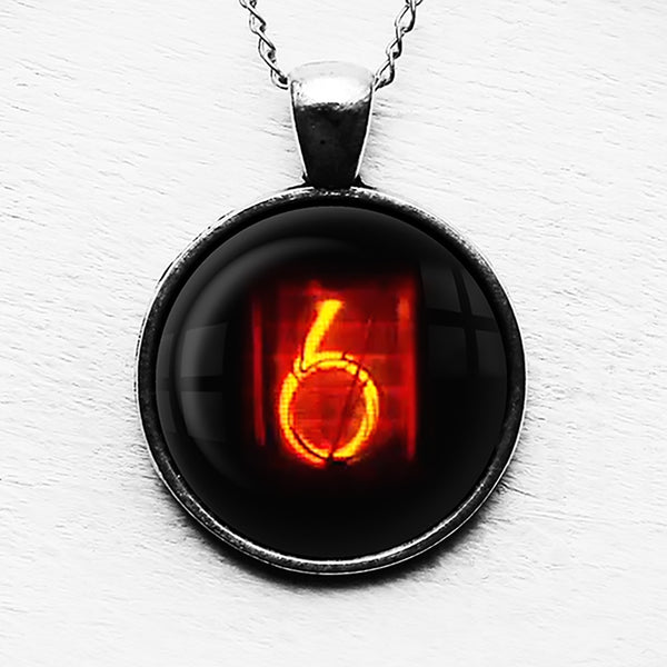 Dieselpunk Steampunk Cyberpunk Nixie Tube Print Number 6 Six Pendant & Necklace