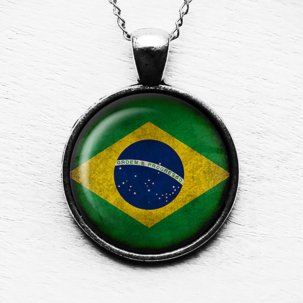 Brazil Brazilian Flag Pendant & Necklace