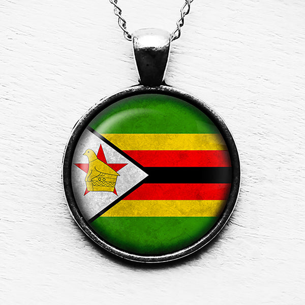 Zimbabwe Zimbabwean Flag Pendant & Necklace