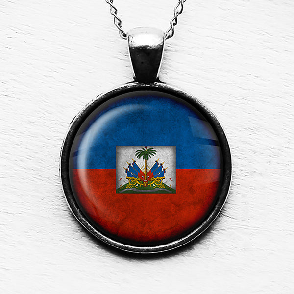 Haiti Haitian Flag Pendant & Necklace