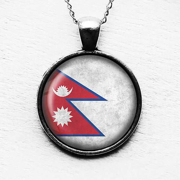 Nepal Nepalese Flag Pendant & Necklace