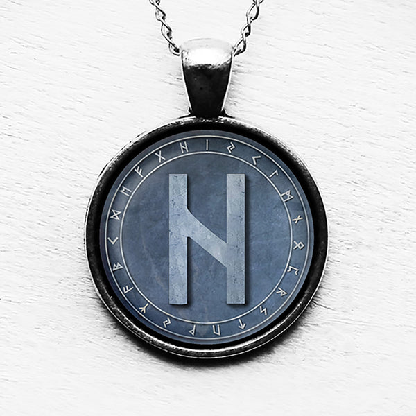 Viking Runes Elder Futhark Rune Circle H Hagalaz Air Pendant & Necklace