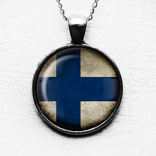 Republic of Finland Finnish Flag Pendant & Necklace