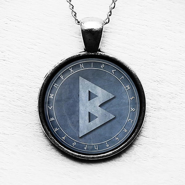 Viking Runes Elder Futhark Rune Circle B Berkana Birth Pendant & Necklace