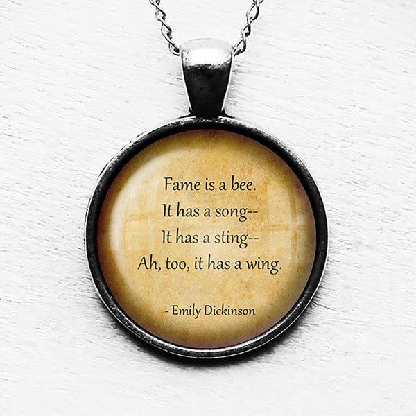 Emily Dickinson Fame is a Bee Song Sting Wing Pendant & Necklace