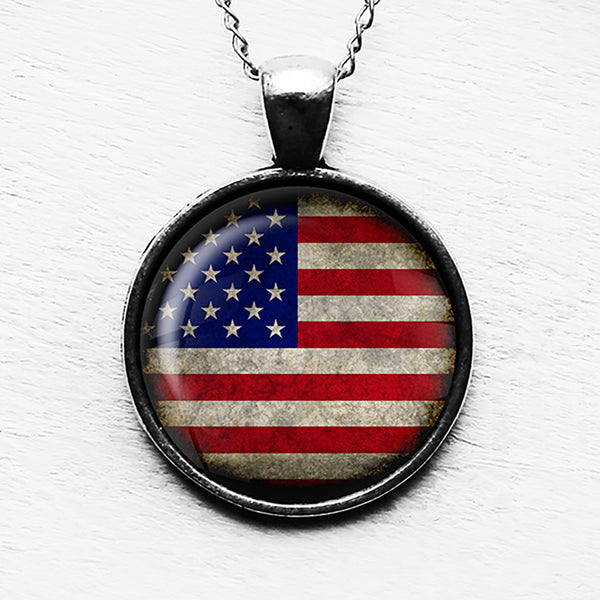 United States of America USA Flag Pendant & Necklace