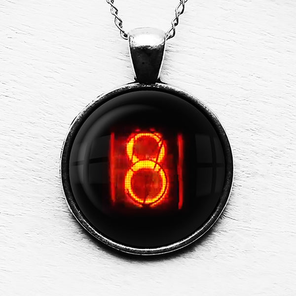 Dieselpunk Steampunk Cyberpunk Nixie Tube Print Number 8 Eight Pendant & Necklace