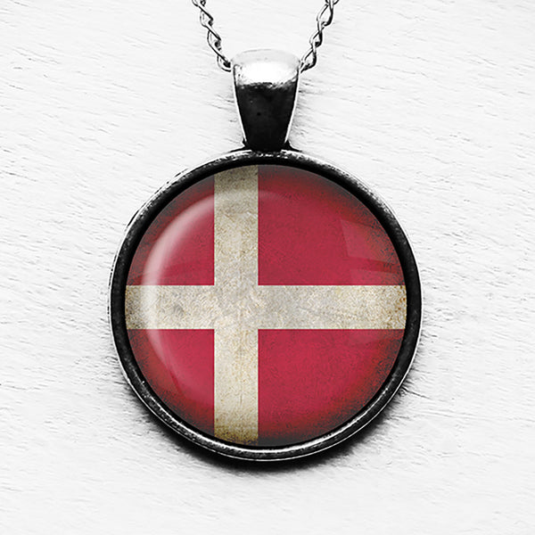 Denmark Danish Flag Pendant & Necklace
