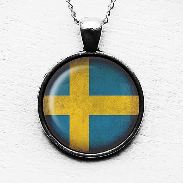 Sweden Swedish Flag Pendant & Necklace