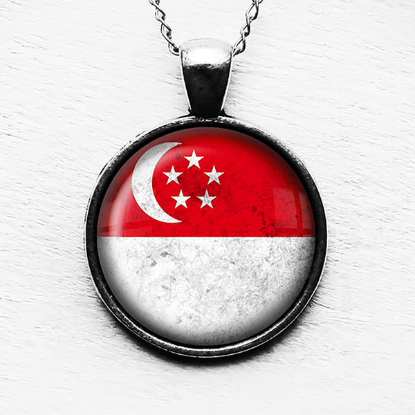 Singapore Singaporean Flag Pendant & Necklace