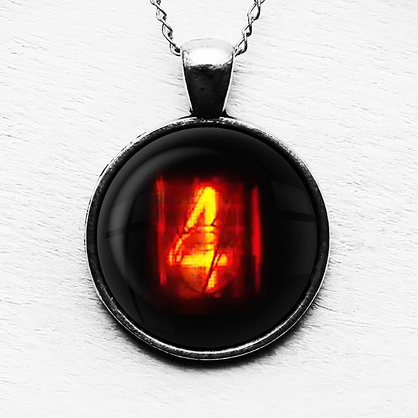 Dieselpunk Steampunk Cyberpunk Nixie Tube Print Number 4 Four Pendant & Necklace
