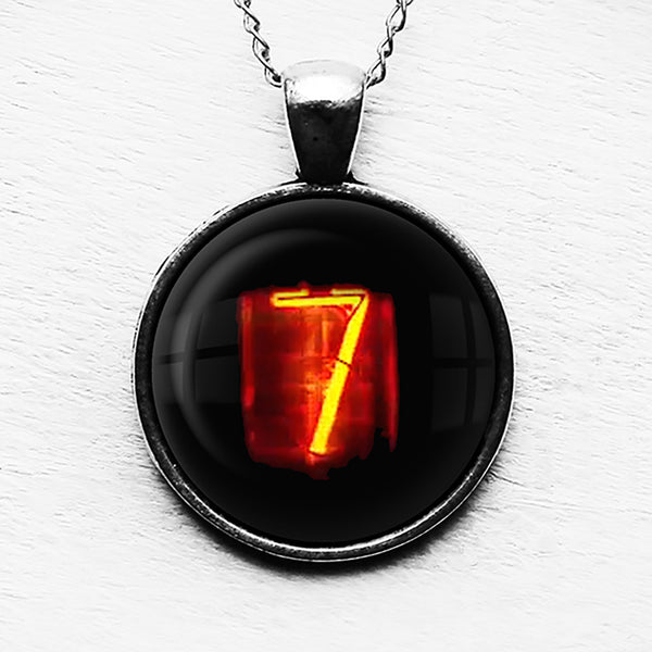 Dieselpunk Steampunk Cyberpunk Nixie Tube Print Number 7 Seven Pendant & Necklace