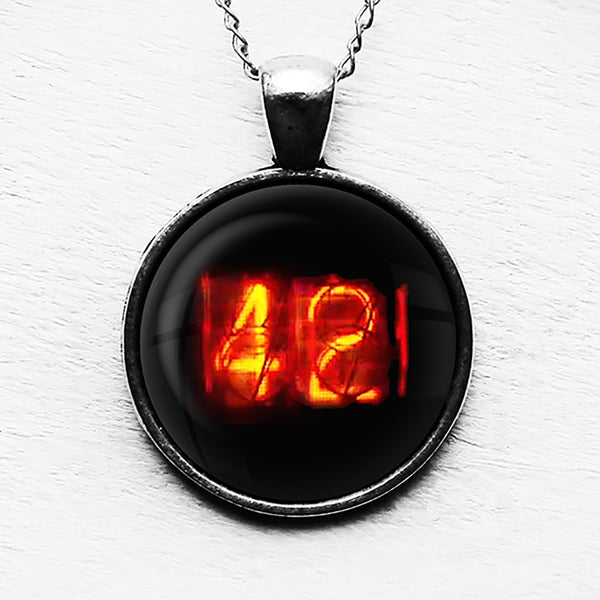 Dieselpunk Steampunk Cyberpunk Nixie Tube Print Number 42 Forty Two Meaning of Life Pendant & Necklace