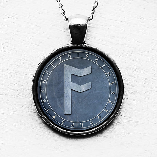 Viking Runes Elder Futhark Rune Circle A Ansuz Odin Pendant & Necklace