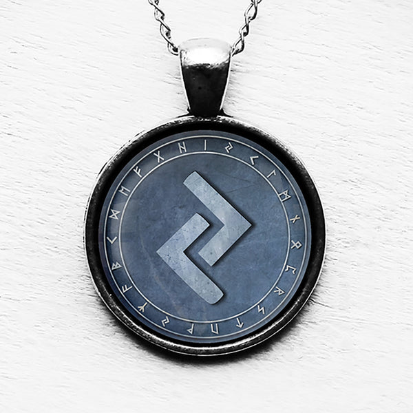 Viking Runes Elder Futhark Rune Circle J Jera Earth Pendant & Necklace