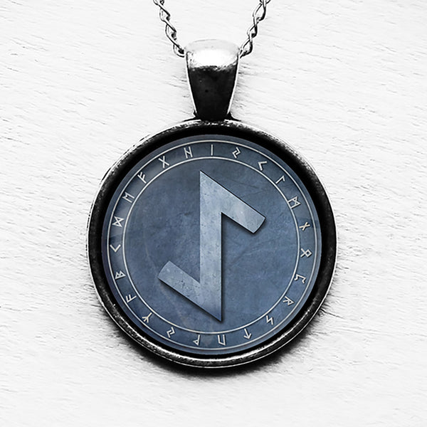 Viking Runes Elder Futhark Rune Circle AE Eihwaz Yew Tree Pendant & Necklace