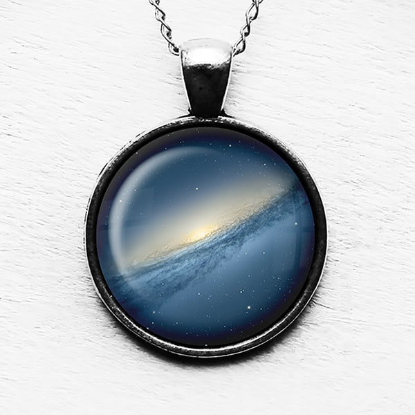 NASA Photograph Blue Galaxy Pendant & Necklace