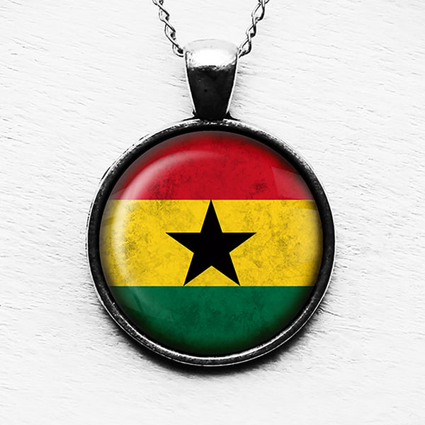 African Nation Ghana Flag Pendant & Necklace