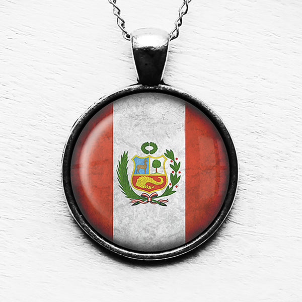 Peru Peruvian Flag Pendant & Necklace
