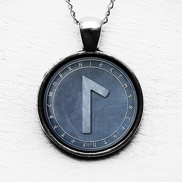 Viking Runes Elder Futhark Rune Circle L Laguz Water Pendant & Necklace