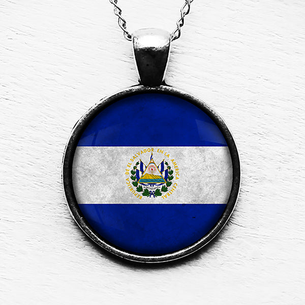 El Salvador Salvadoran Flag Pendant & Necklace