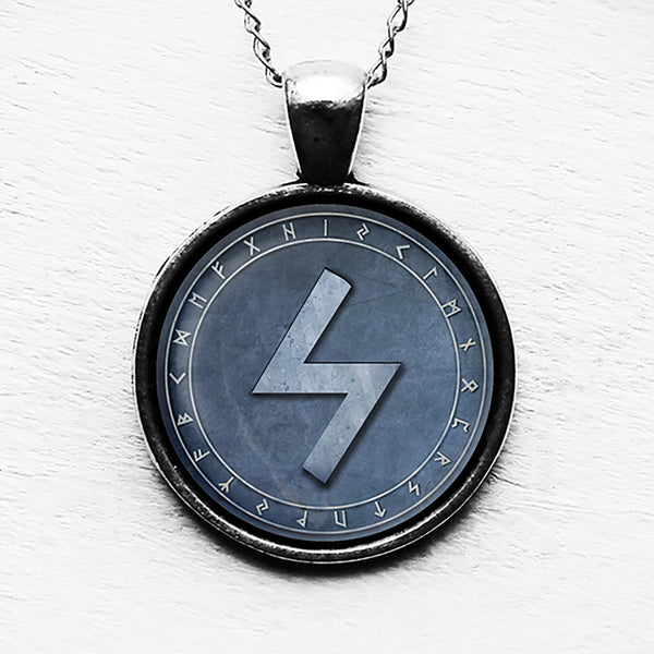 Viking Runes Elder Futhark Rune Circle S Sowilo Sun Pendant & Necklace