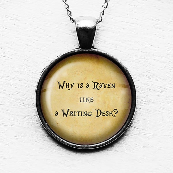 Alice in Wonderland Raven Writing Desk Pendant & Necklace
