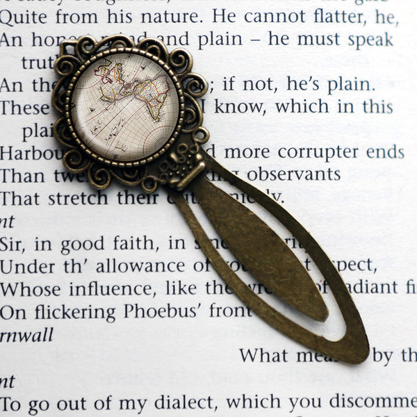 Ancient Map North South America Canada Bronze Bookmark