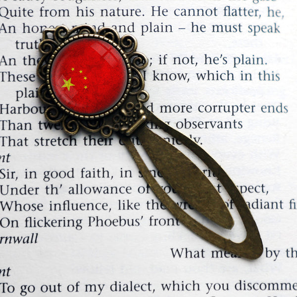 China Chinese 中国 Flag Bronze Bookmark