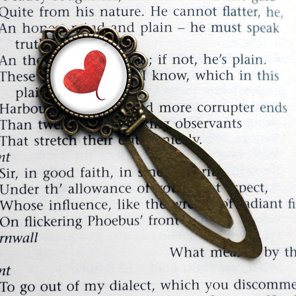 Red Valentines Love Heart Bronze Bookmark