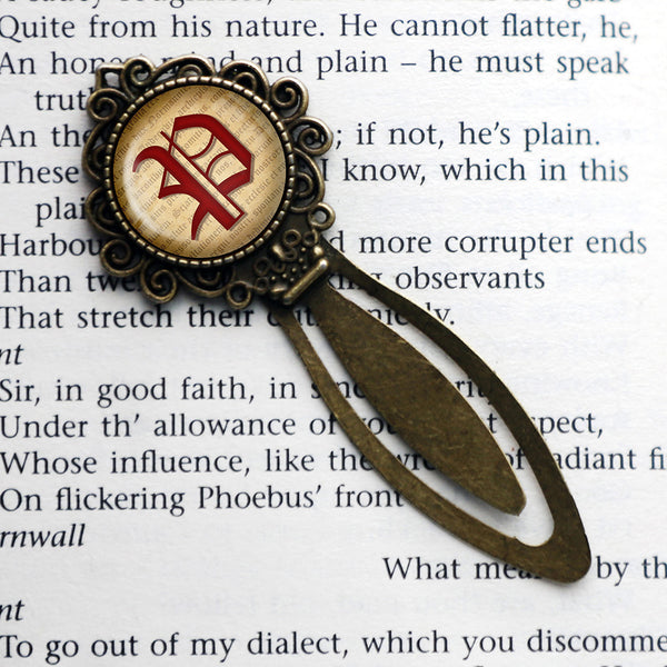 P Letter Old English Gothic Blackletter Magna Carta Bronze Bookmark