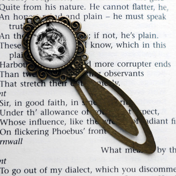 Wolf Head Bronze Bookmark