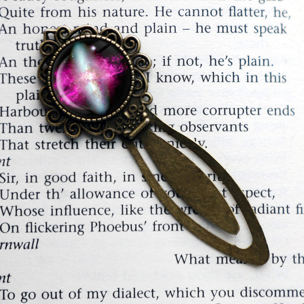 NASA Photograph Nebula Red White Bronze Bookmark