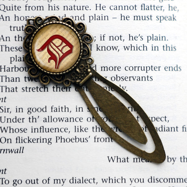 D Letter Old English Gothic Blackletter Magna Carta Bronze Bookmark