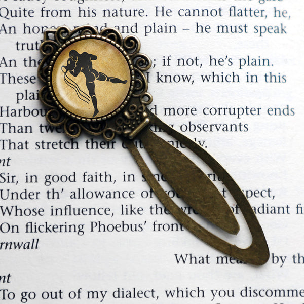 Zodiac Symbol Astrology Aquarius Bronze Bookmark