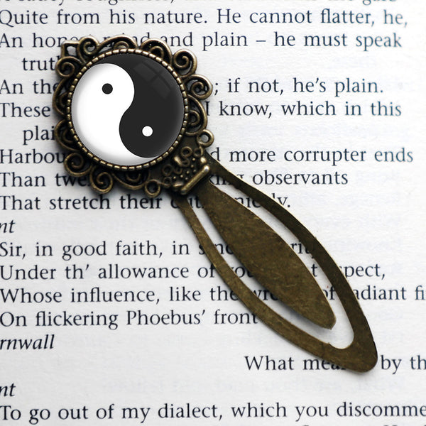 Yin Yang Black White Balance Bronze Bookmark
