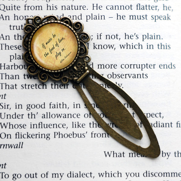 William Shakespeare Music be the Food of Love Play On Bronze Bookmark