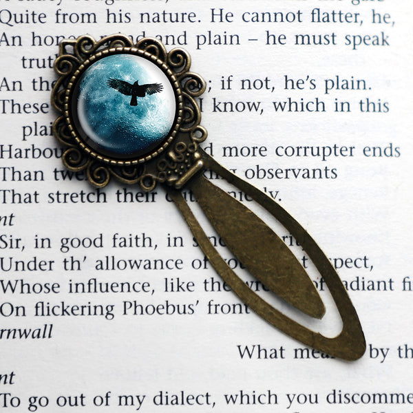 Halloween Full Moon Raven Bronze Bookmark
