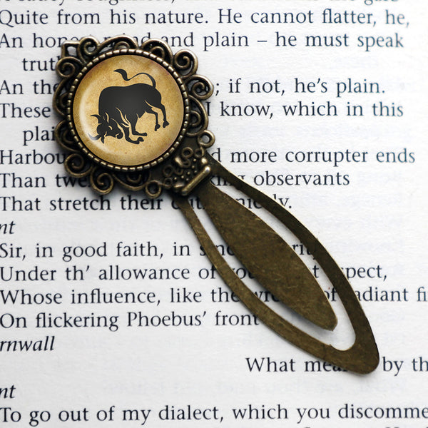 Zodiac Symbol Astrology Taurus Bronze Bookmark