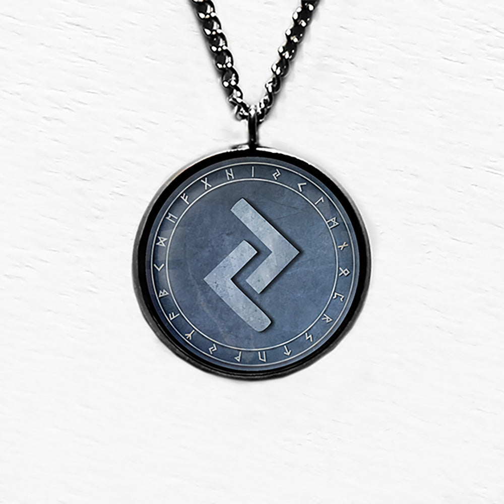 Viking Runes Elder Futhark Rune Circle J Jera Earth Pendant & Necklace
