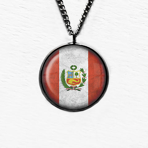 Peru Peruvian Flag Pendant & Necklace