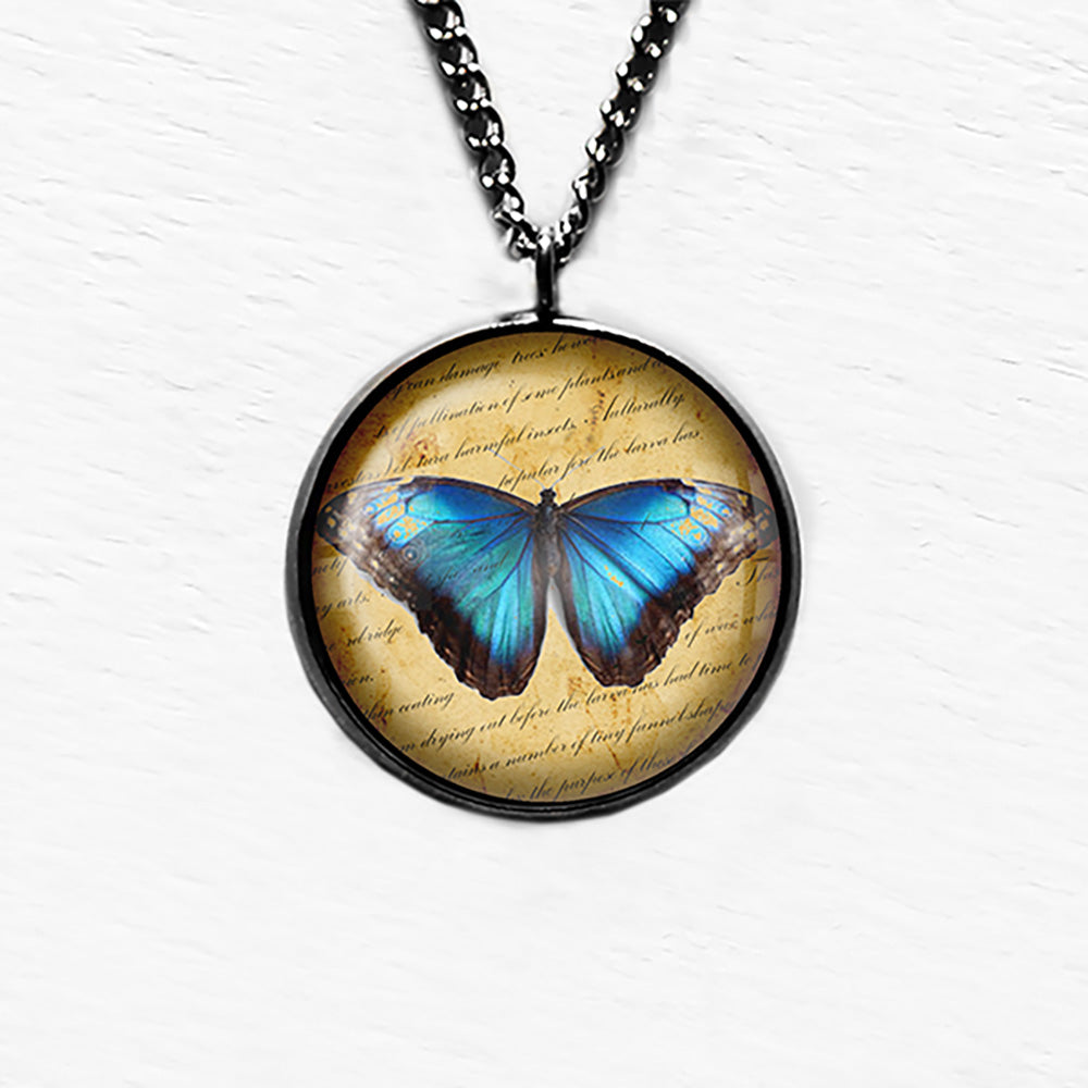 Blue Butterfly Pendant & Necklace