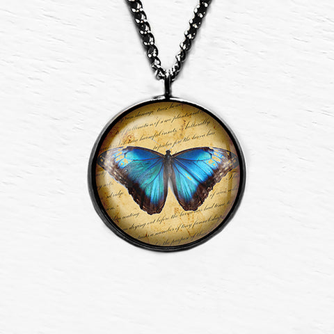 Blue Butterfly Pendant & Necklace