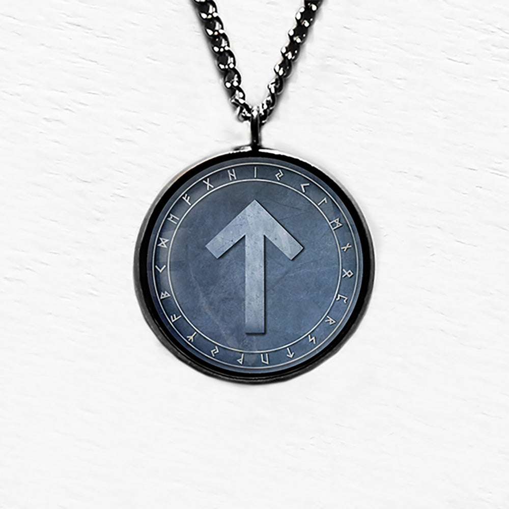 Viking Runes Elder Futhark Rune Circle T Teiwaz Victory Pendant & Necklace