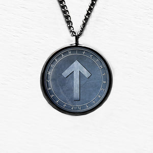 Viking Runes Elder Futhark Rune Circle T Teiwaz Victory Pendant & Necklace